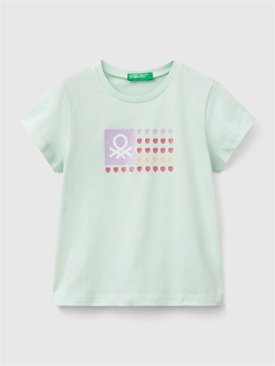 Benetton Kız Çocuk Baskılı Tshirt 1-6 Yaş Mint