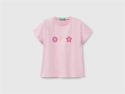 Benetton Kız Çocuk Baskılı Tshirt 1-6 Yaş Açık pembe