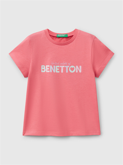Benetton Kız Çocuk Baskılı Tshirt 1-6 Yaş Pembe
