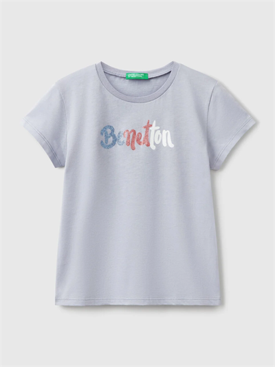 Benetton Kız Çocuk Baskılı Tshirt 6-14 Yaş Lila