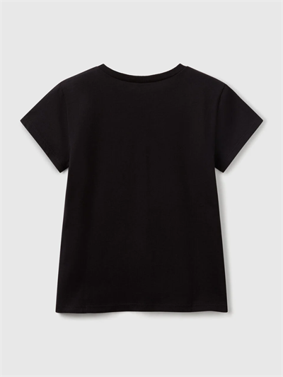 Benetton Kız Çocuk Baskılı Tshirt 6-14 Yaş Siyah