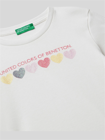 Benetton Kız Çocuk Basklı Sweatshirt 1-6 Yaş Ekru