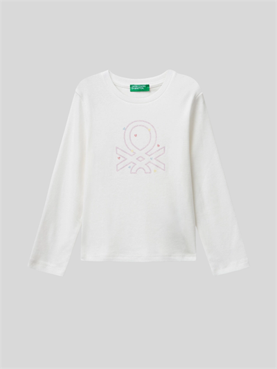 Benetton Kız Çocuk Basklı Sweatshirt 1-6 Yaş Beyaz