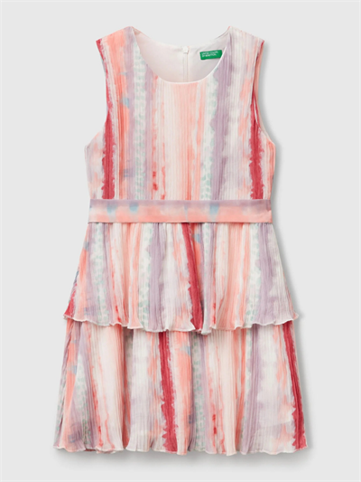 Benetton Kız Çocuk Batik Elbise 6-14 Yaş Pembe
