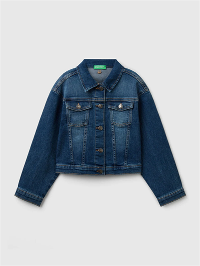 Benetton Kız Çocuk Denim Ceket 6-14 Yaş Mavi