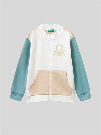 Benetton Kız Çocuk Fermuarlı Sweatshirt 1-6 Yaş Beyaz