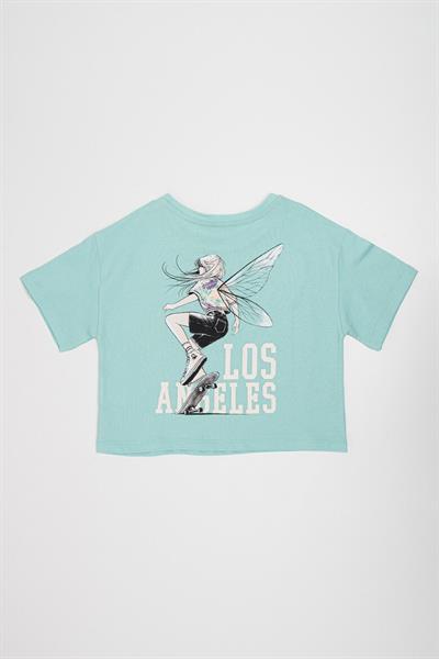 Benetton Kız Çocuk Sırt Baskılı Tshirt 6-14 Yaş Mint