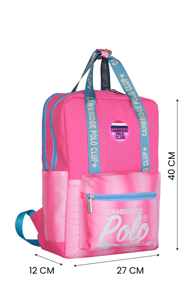 Cambridge Polo Club American Chic Çok Gözlü Unisex Çocuk İlkokul Çantası Pembe
