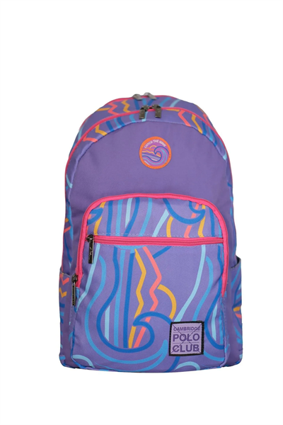 Cambridge Polo Club Wave Çok Gözlü Unisex Çocuk İlkokul Çantası Mor