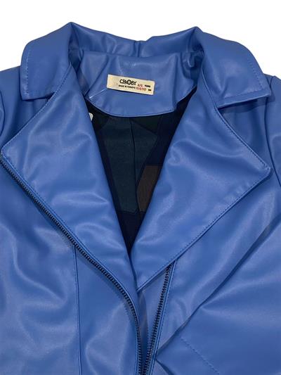 Cikoby Kız Çocuk Deri Ceket 3-8 Yaş Mavi