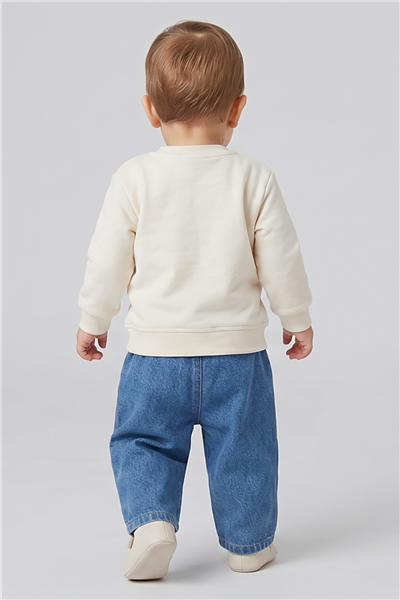 Dmb Erkek Bebek Denim Pantolonlu Takım 6-36 Ay Ekru
