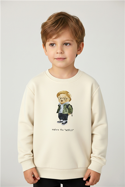 Dmb Erkek Çocuk Baskılı Sweatshirt 1-7 Yaş Krem