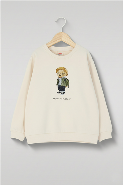 Dmb Erkek Çocuk Baskılı Sweatshirt 1-7 Yaş Krem
