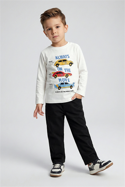 Dmb Erkek Çocuk Baskılı Sweatshirt 2-7 Yaş Ekru