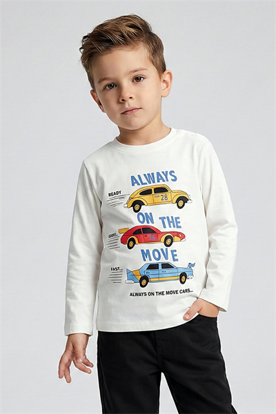 Dmb Erkek Çocuk Baskılı Sweatshirt 2-7 Yaş Ekru