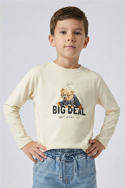 Dmb Erkek Çocuk Baskılı Sweatshirt 4-9 Krem