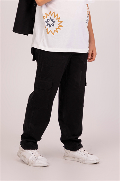 Dmb Erkek Çocuk Kargo Çepli Pantolon 9-14 Yaş Siyah