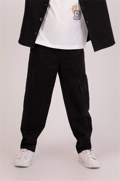 Dmb Erkek Çocuk Kargo Çepli Pantolon 9-14 Yaş Siyah