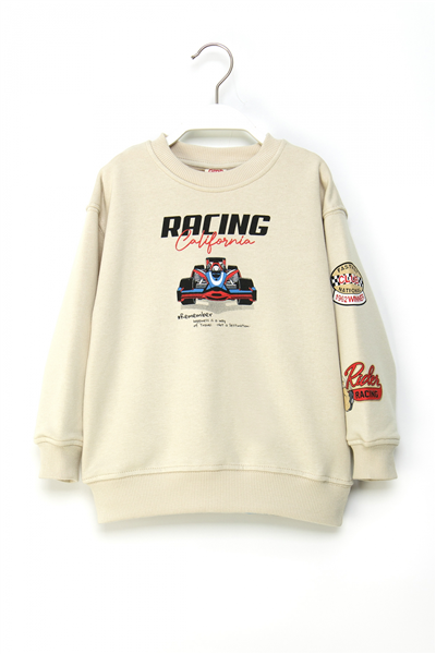 Dmb Erkek Çocuk Sırt Baskılı Sweatshirt 4-9 Yaş Krem