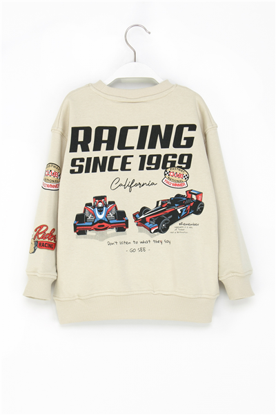 Dmb Erkek Çocuk Sırt Baskılı Sweatshirt 4-9 Yaş Krem