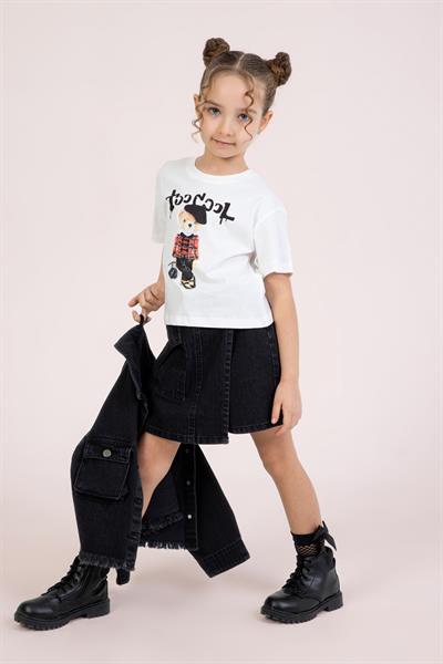 Dmb Kız Çocuk Baskılı Tshirt 4-9 Yaş Ekru