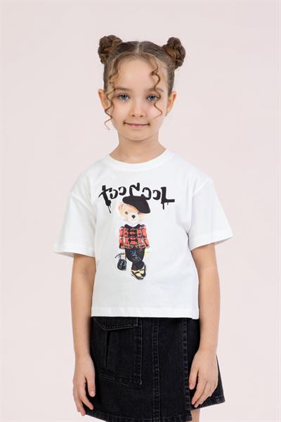 Dmb Kız Çocuk Baskılı Tshirt 4-9 Yaş Ekru
