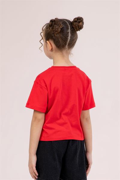 Dmb Kız Çocuk Baskılı Tshirt 4-9 Yaş Kırmızı