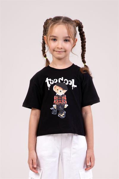 Dmb Kız Çocuk Baskılı Tshirt 4-9 Yaş Siyah