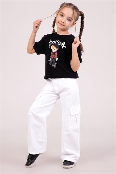 Dmb Kız Çocuk Baskılı Tshirt 4-9 Yaş Siyah