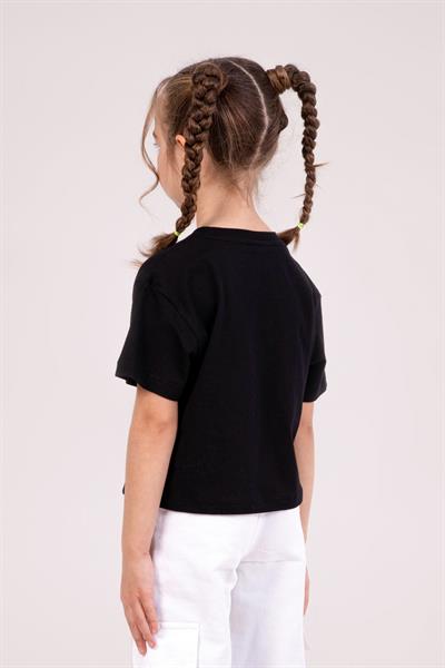 Dmb Kız Çocuk Baskılı Tshirt 4-9 Yaş Siyah