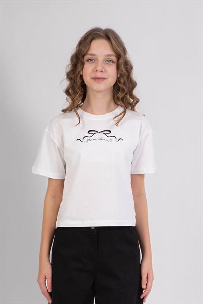 Dmb Kız Çocuk Baskılı Tshirt 9-14 Yaş Ekru