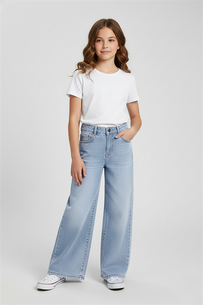 Dmb Kız Çocuk Denim Pantolon 4-9 Yaş Mavi
