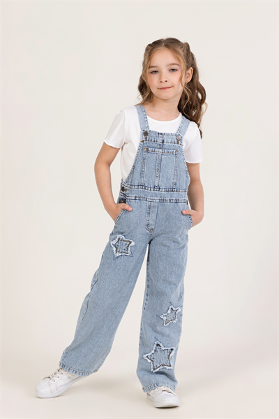 Dmb Kız Çocuk Denim Salopet 4-9 Yaş Mavi