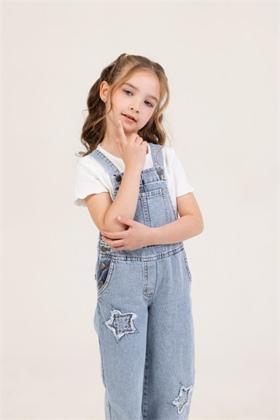 Dmb Kız Çocuk Denim Salopet 4-9 Yaş Mavi