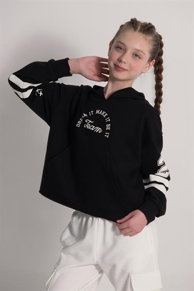 Dmb Kız Çocuk Kolej Sweatshirt 9-14 Yaş Siyah