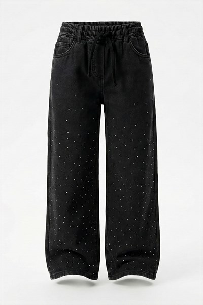 Dmb Kız Çocuk Taşlı Denim Pantolon 4-14 Yaş Füme