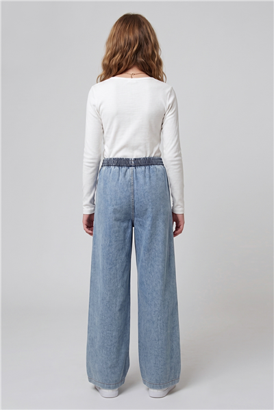 Dmb Kız Çocuk Viskon Denim Pantolon 4-14 Yaş Mavi
