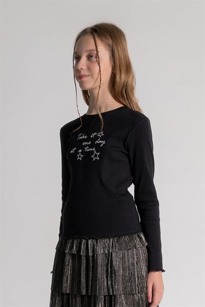 Dmb Kız Çoıcuk Baskılı Badi 9-14 Yaş Siyah