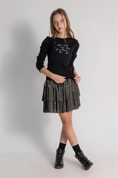 Dmb Kız Çoıcuk Baskılı Badi 9-14 Yaş Siyah