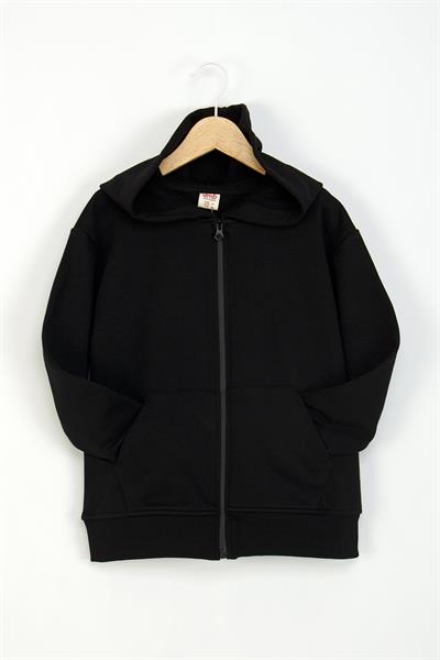 Dmb Unisex Çocuk Fermuarlı Sweatshirt 11-15 Yaş Siyah