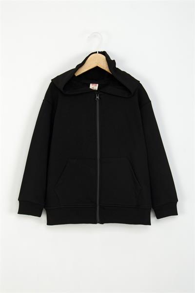 Dmb Unisex Çocuk Fermuarlı Sweatshirt 11-15 Yaş Siyah