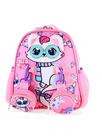 Dream Vest Gözlüklü Kedi Mini Sırt Çantası Pembe