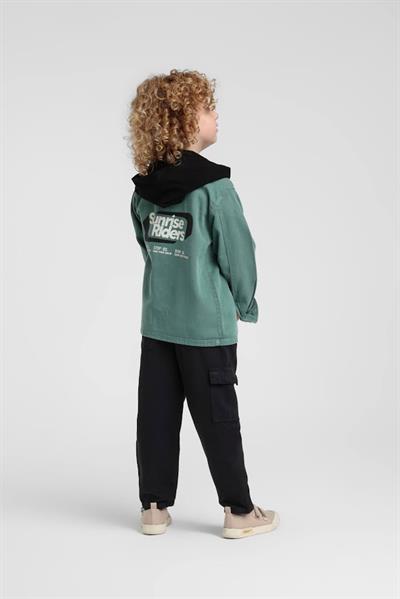 Escabel Erkek Bebek Kapişonlu Baskılı Gömlek 1-5 Yaş Yeşil