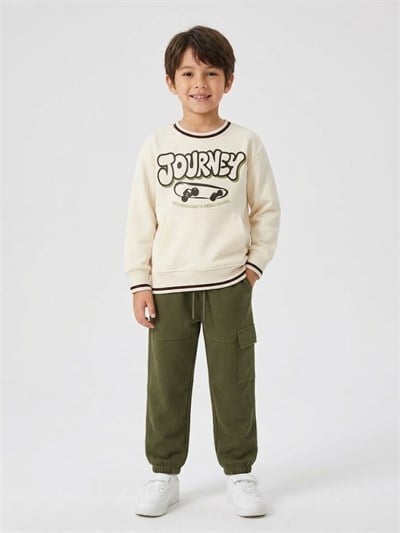 Escabel Erkek Çocuk Baskılı Sweatshirt 4-9 Yaş Ekru