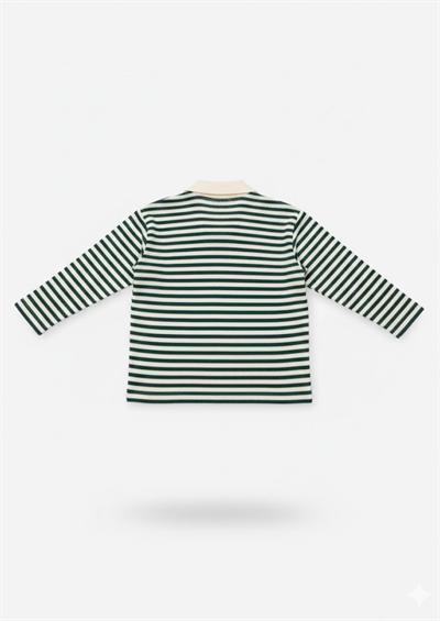 Escabel Erkek Çocuk Polo Yaka Cizgili Sweatshirt 4-14 Yaş Yeşil