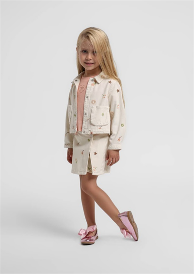 Escabel Kız Bebek Çicek Baskılı Şort Etek 1-5 Yaş Krem