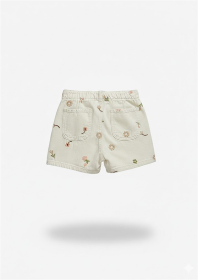 Escabel Kız Bebek Çicek Baskılı Şort Etek 1-5 Yaş Krem