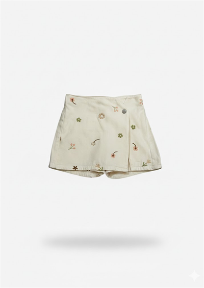Escabel Kız Bebek Çicek Baskılı Şort Etek 1-5 Yaş Krem