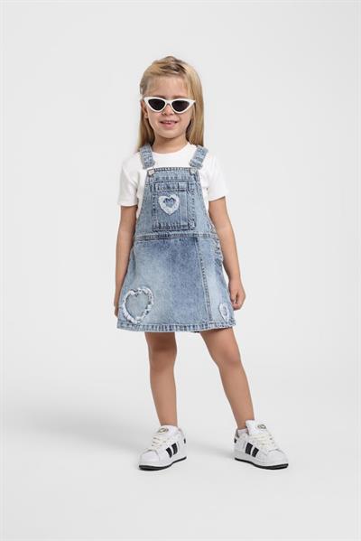 Escabel Kız Bebek Denim Salopet 1-5 Yaş Mavi