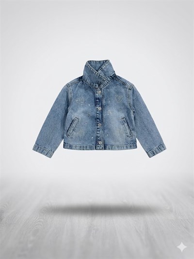Escabel Kız Bebek Taşlı  Denim Ceket 1-5 Yaş Mavi